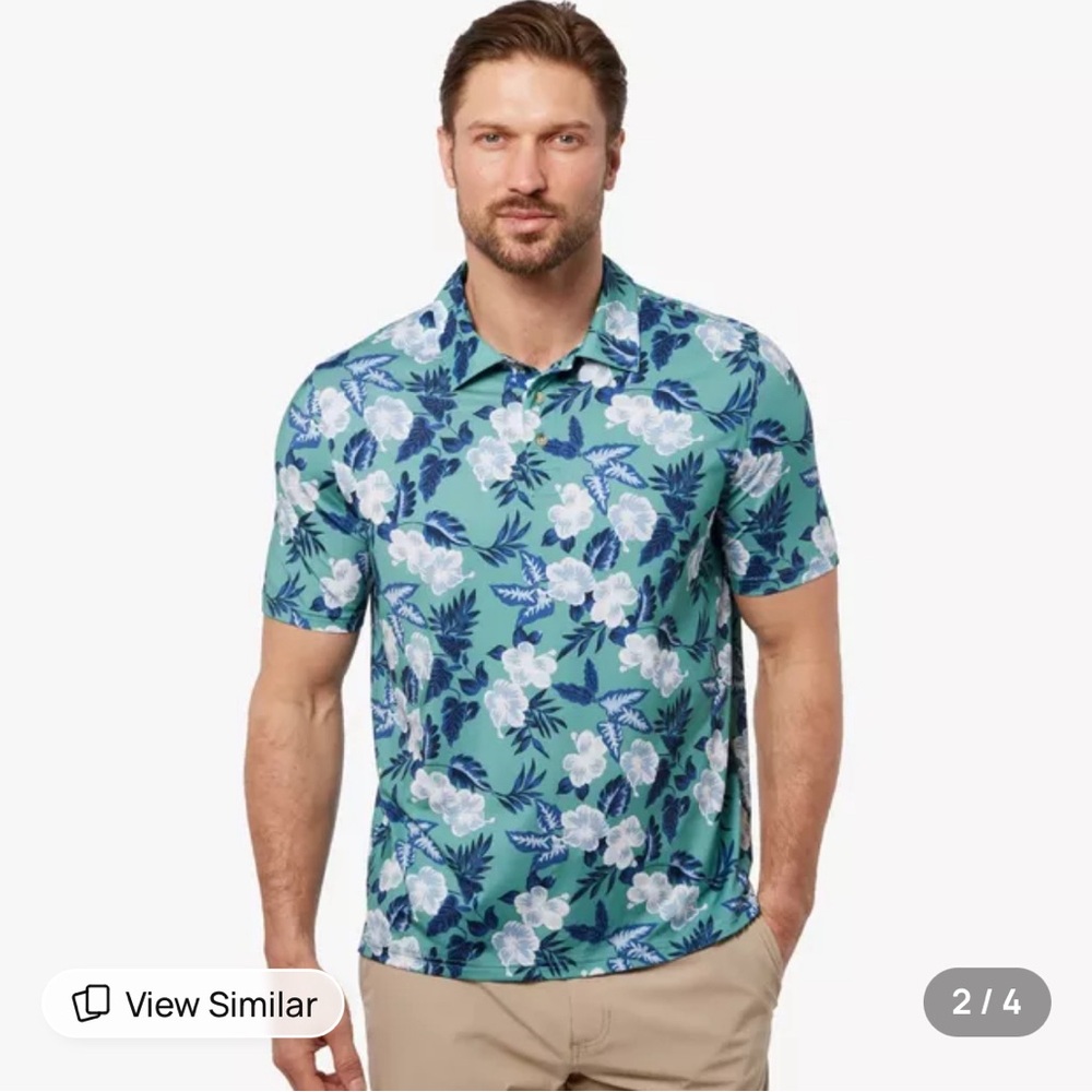 Fair Harbor The Midway Polo | Seapine Floral | Mens Size L